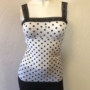 Aerie polkadot Tank Top with lace trim XS